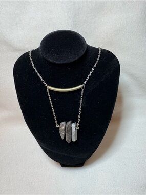 Titanium Quartz Crystal Silver Toned Necklace
